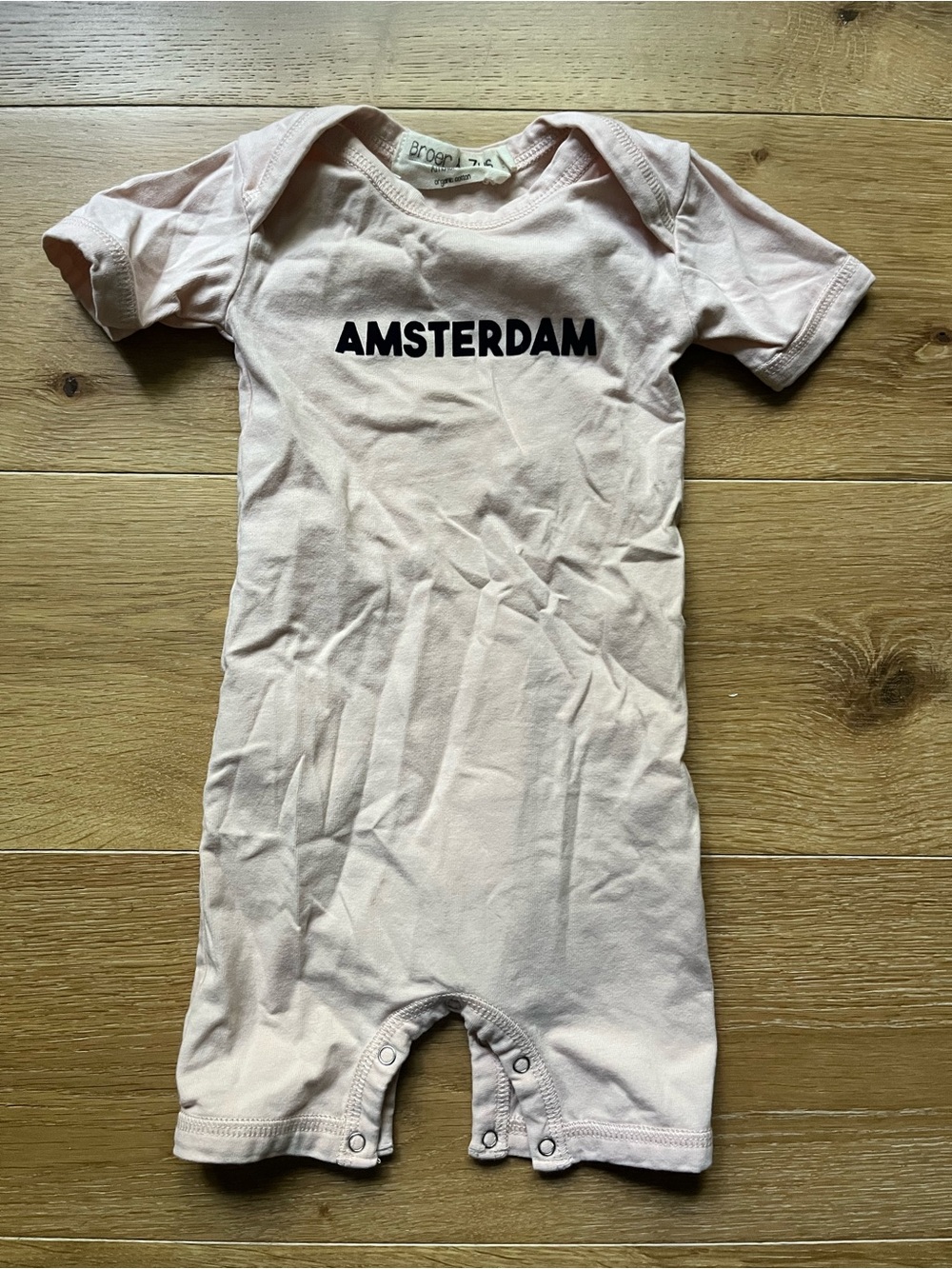 EUC Broer & Zus Amsterdam Organic Cotton Pink "AMSTERDAM" Short-Sleeve Romper